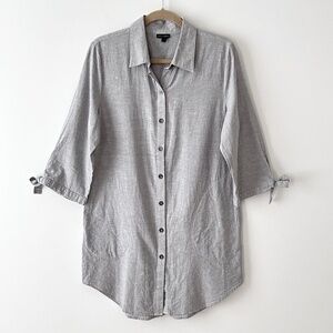 Coco & Carmen Cotton Hemp Gray Button Up Tunic